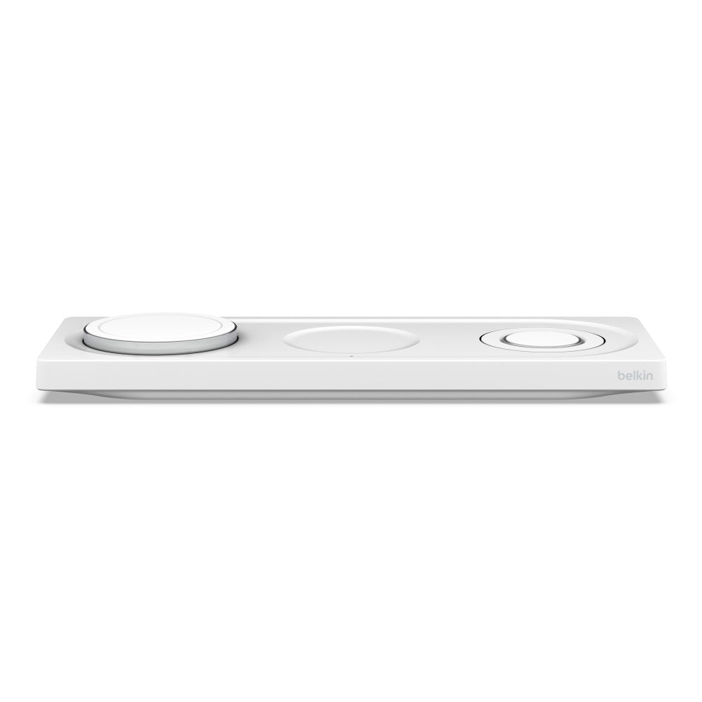 Belkin BoostCharge PRO MagSafe 3-in-1 Wireless Charging Pad with 3-Pin UK Power Supply Unit (White)