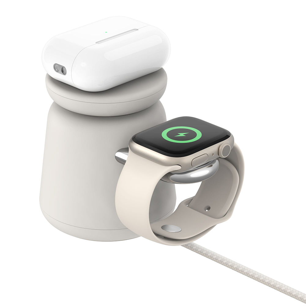 Belkin Boost Charge Pro 2 in1 Wireless Charging Dock with Magsafe 15W, Sand