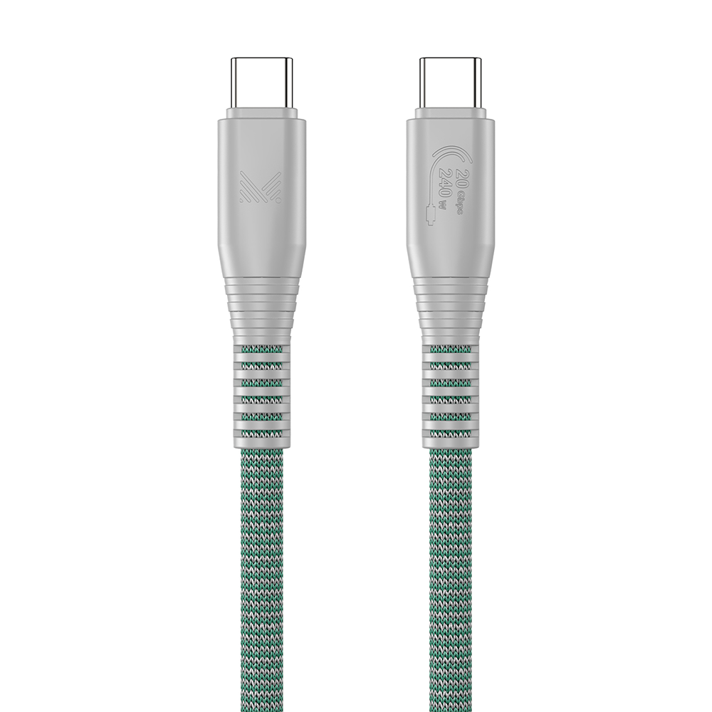 Monocozzi ESSENTIALS | Apple Certified Braided USB-C To Lightning Sync And Charge Cable 120cm - Green