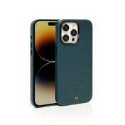 Monocozzi LUCID Refined | Magsafe Compatible SnapOn Biodegradable Leather Protective Case for iPhone 15 Pro Max (6.7") - Midnight Blue