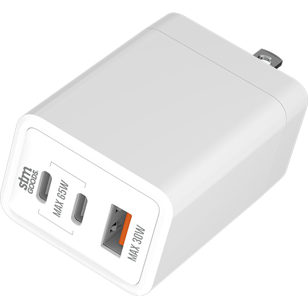 STM 65W Three Port (USB-C x2 & USB-A) Power Adapter (univ) - White