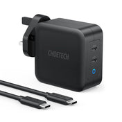 Choetech PD100W GaN Dual USB-C Wall Charger with C to C Cable (Black)