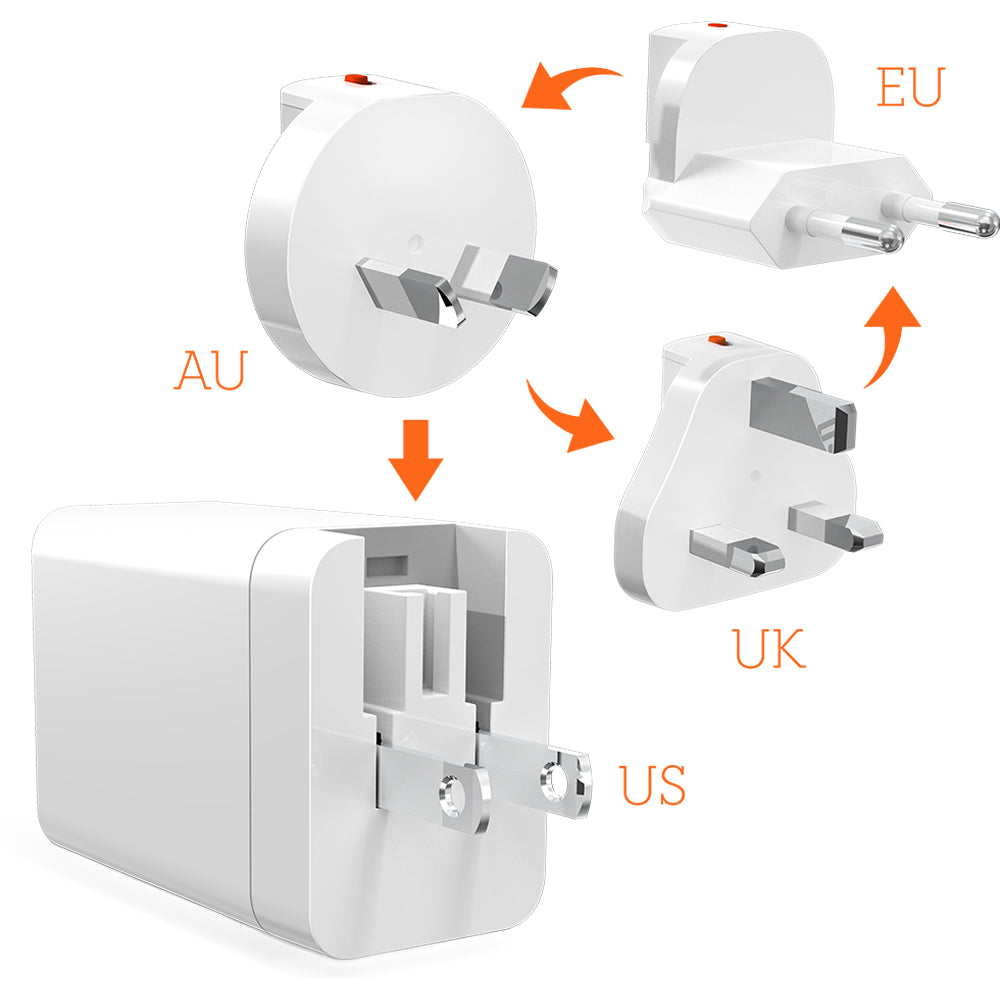 STM 65W Three Port (USB-C x2 & USB-A) Power Adapter (univ) - White