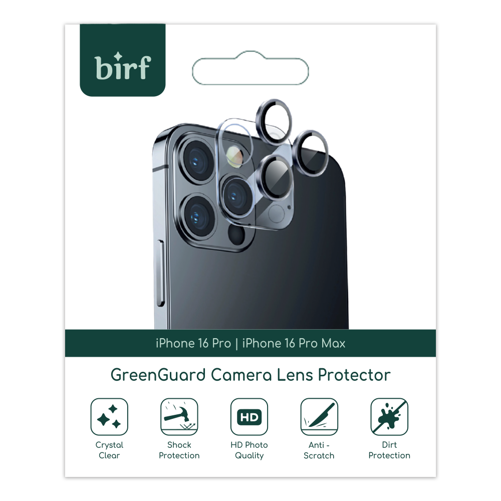 Birf iPhone 16 Pro/16 Pro Max GreenGuard Camera Lens Protector