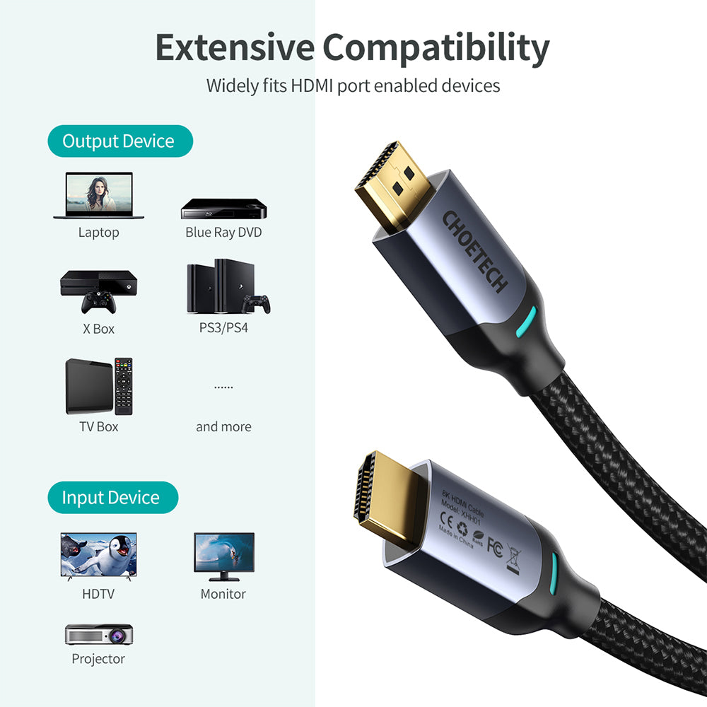 Choetech 8K HDMI to HDMI 2meter Nylon Cable