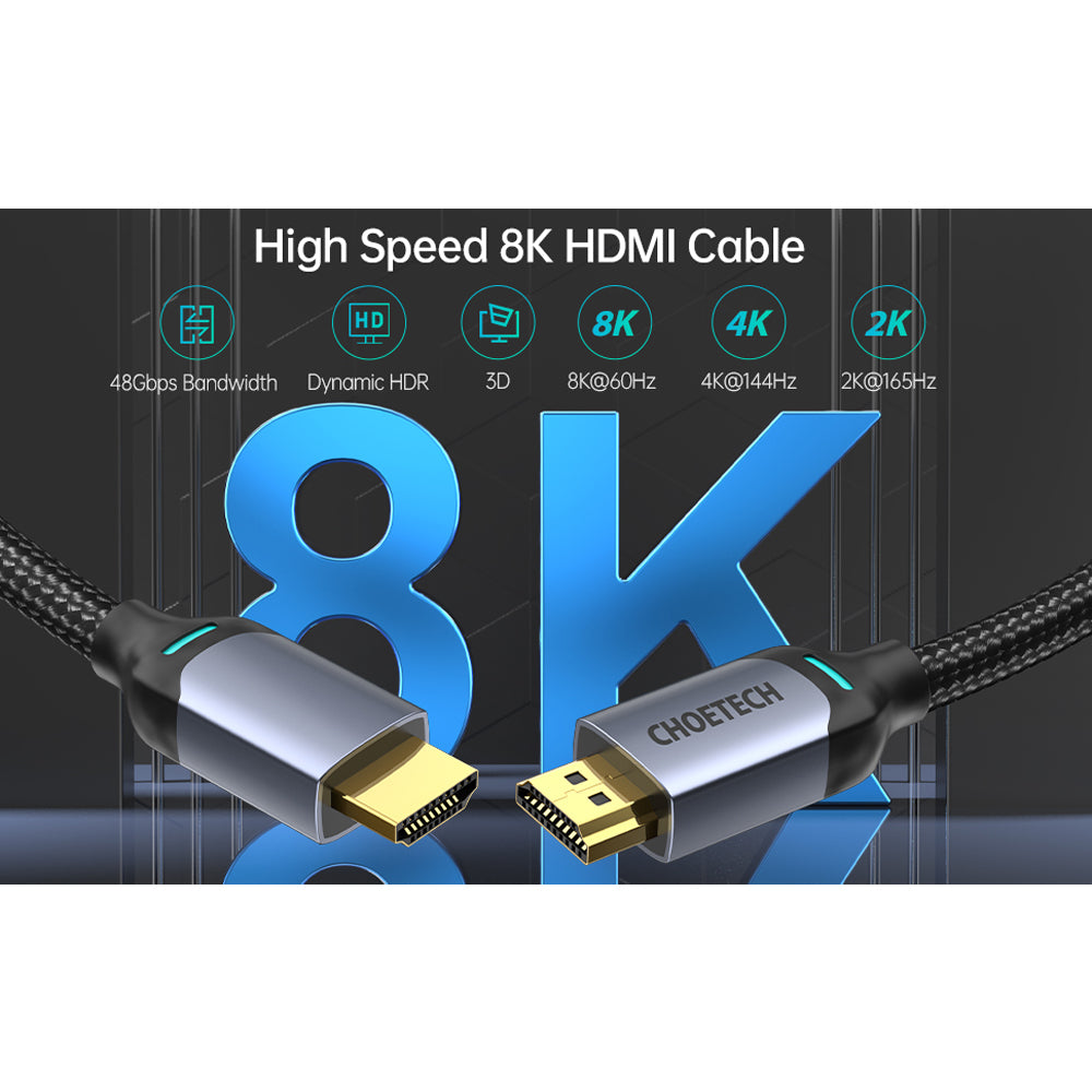 Choetech 8K HDMI to HDMI 2meter Nylon Cable