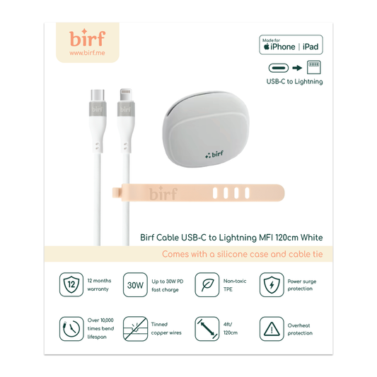 Birf Cable USB-C to Lightning MFI 120cm White