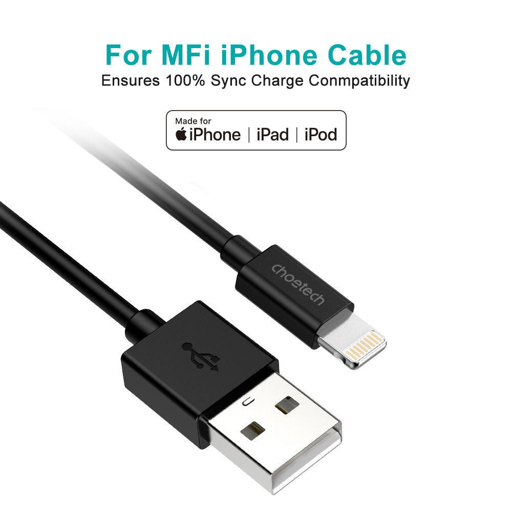 Choetech 1.8m MFI USB-A to Lightning Cable (Black)