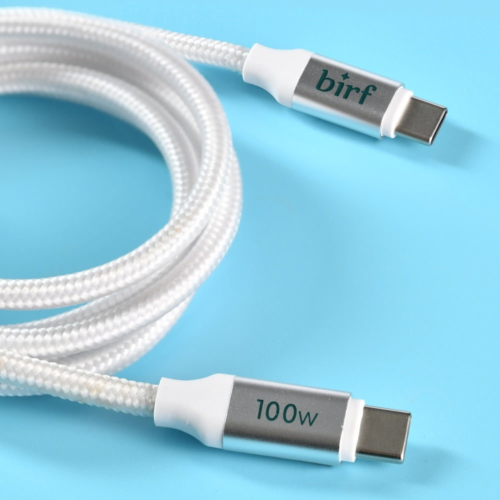 Birf Cable USB-C to C 100W Charge & Sync 120cm Snow