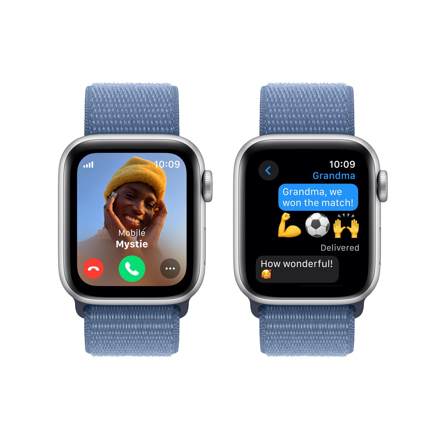 Apple Watch SE (2023) GPS + Cellular 40mm Silver Alum Case w/ Winter Blue Sport Loop