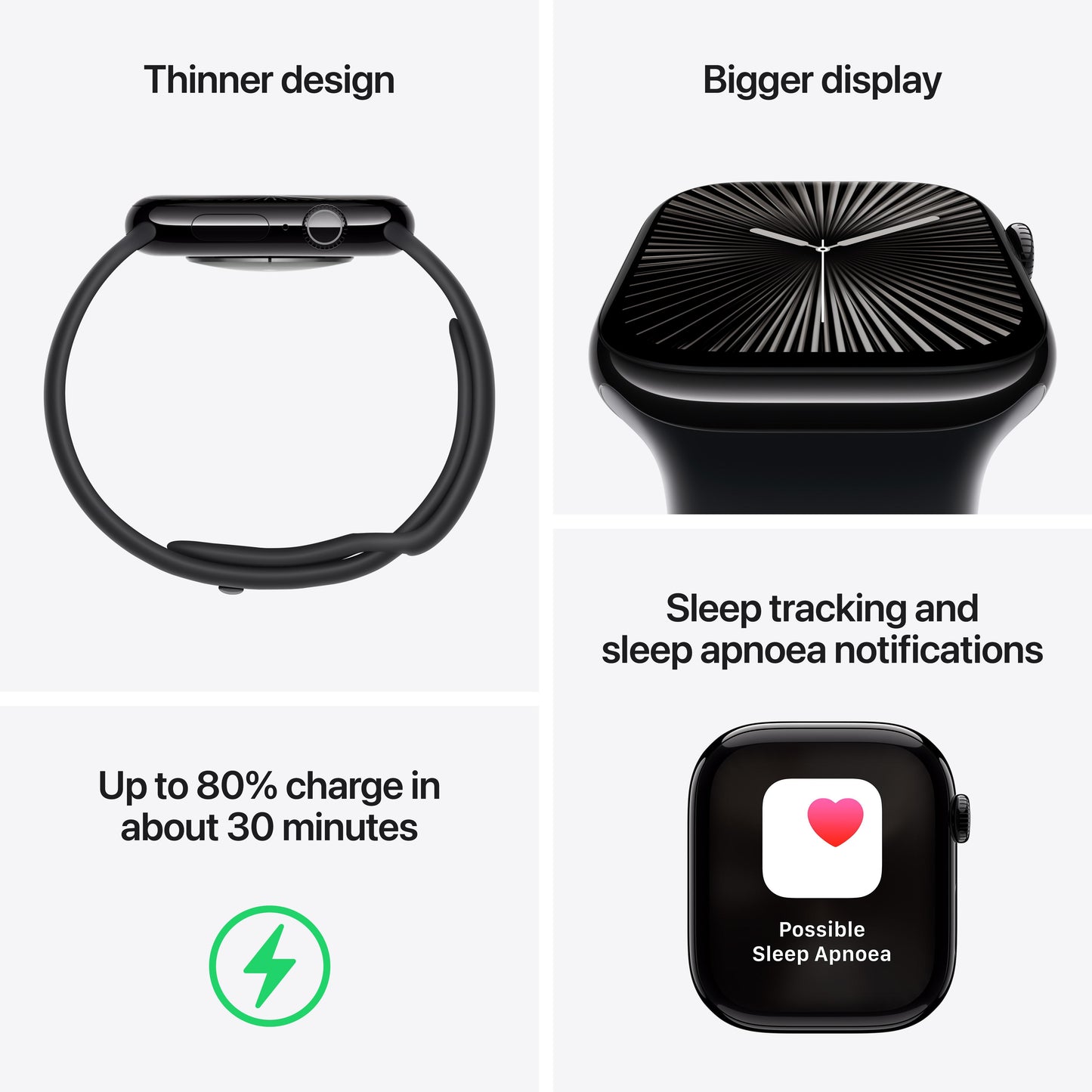 Apple Watch Series 10 GPS 42mm Jet Black Aluminium Case with Ink Sport Loop