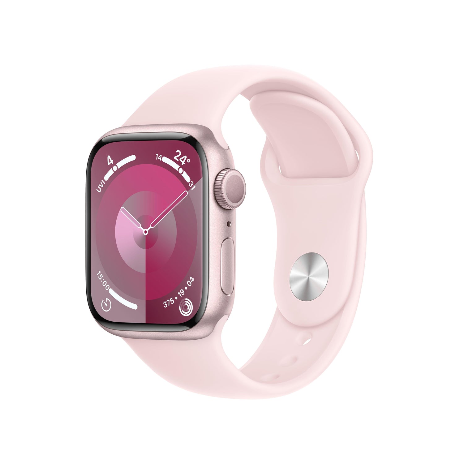Apple Watch Series 9 GPS 41mm Pink Alum Case w/ Light Pink Sport Band - S/M