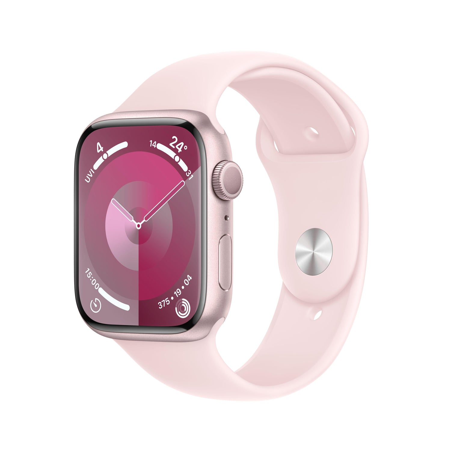 Apple Watch Series 9 GPS 45mm Pink Alum Case w/ Light Pink Sport Band - M/L