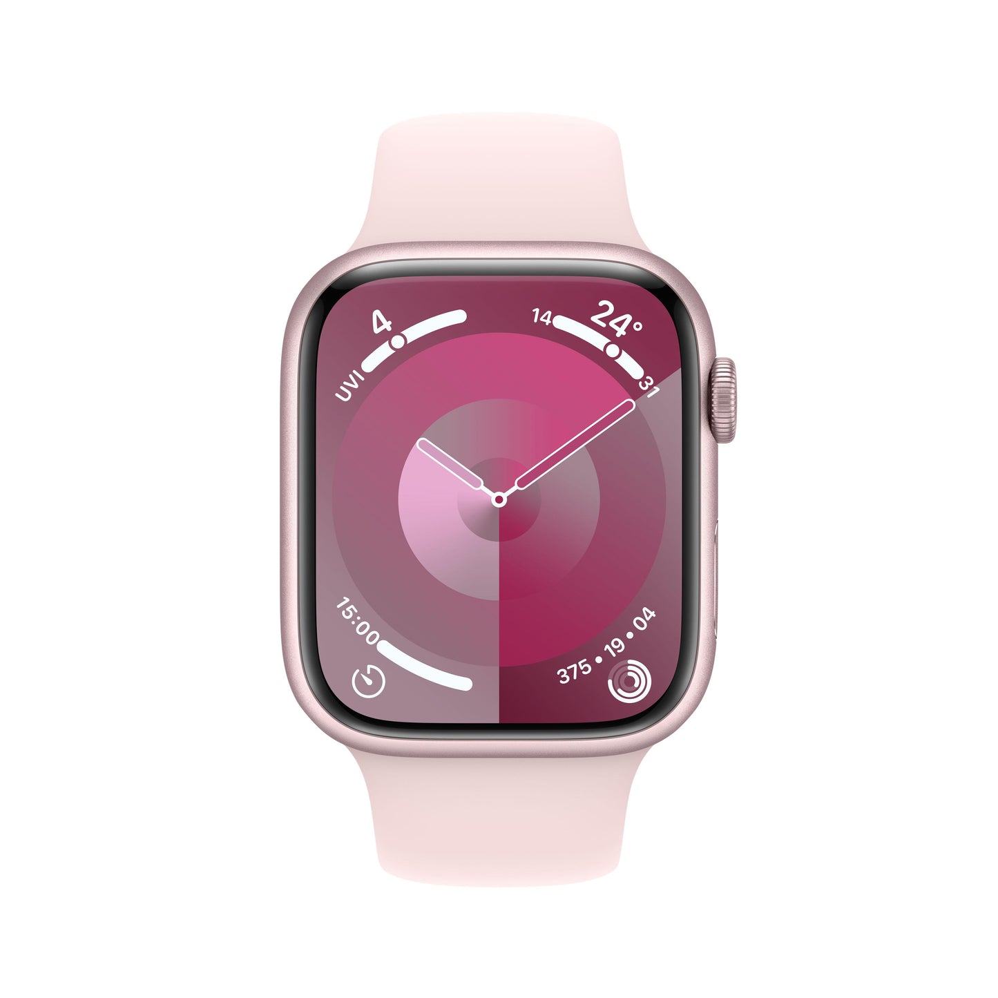 Apple Watch Series 9 GPS + Cellular 45mm Pink Alum Case w/ Light Pink Sport Band - S/M