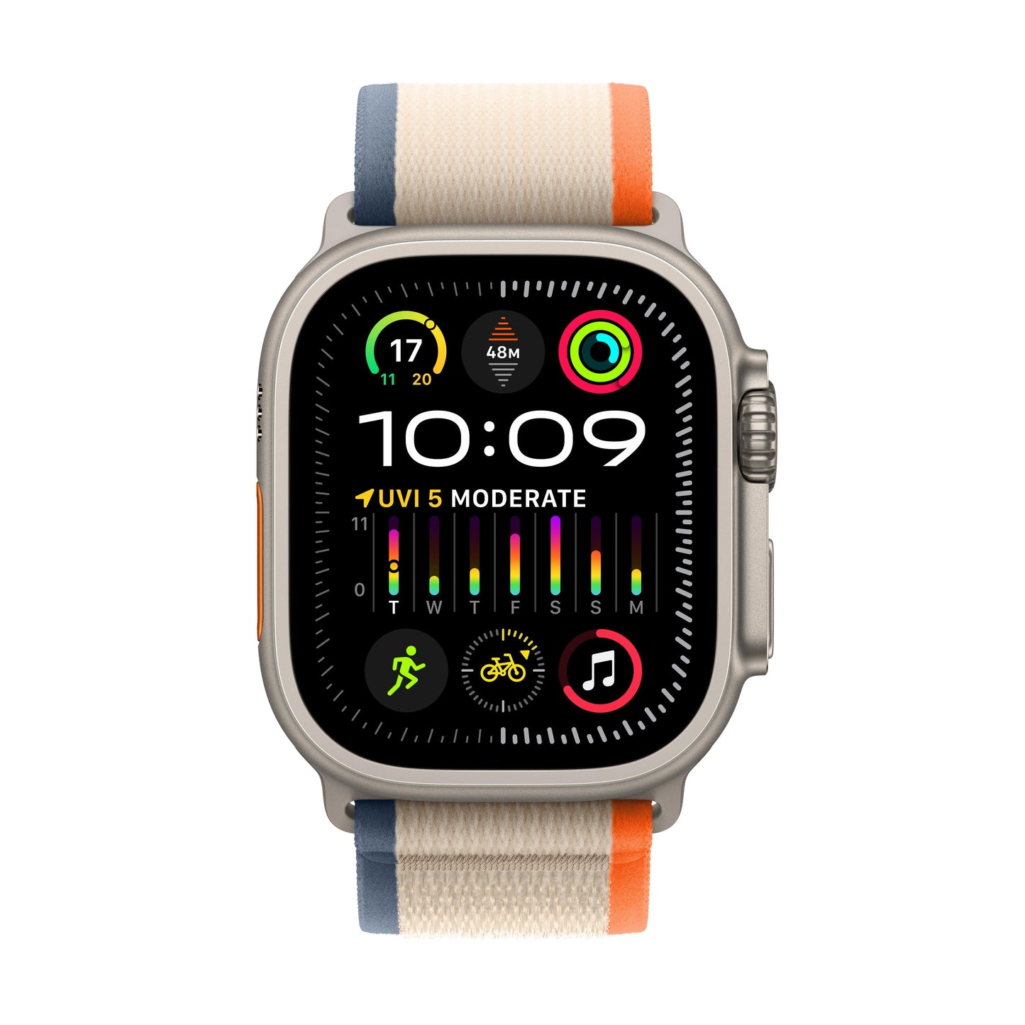 Apple Watch Ultra 2 GPS + Cellular 49mm Titanium Case w/ Orange/Beige Trail Loop - M/L