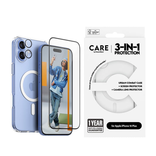 CARE by PanzerGlass® Flagship 3-in-1 Bundle for iPhone 16 Plus