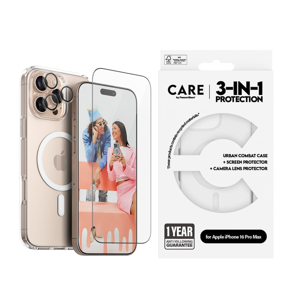 CARE by PanzerGlass® Flagship 3-in-1 Bundle for iPhone 16 Pro Max