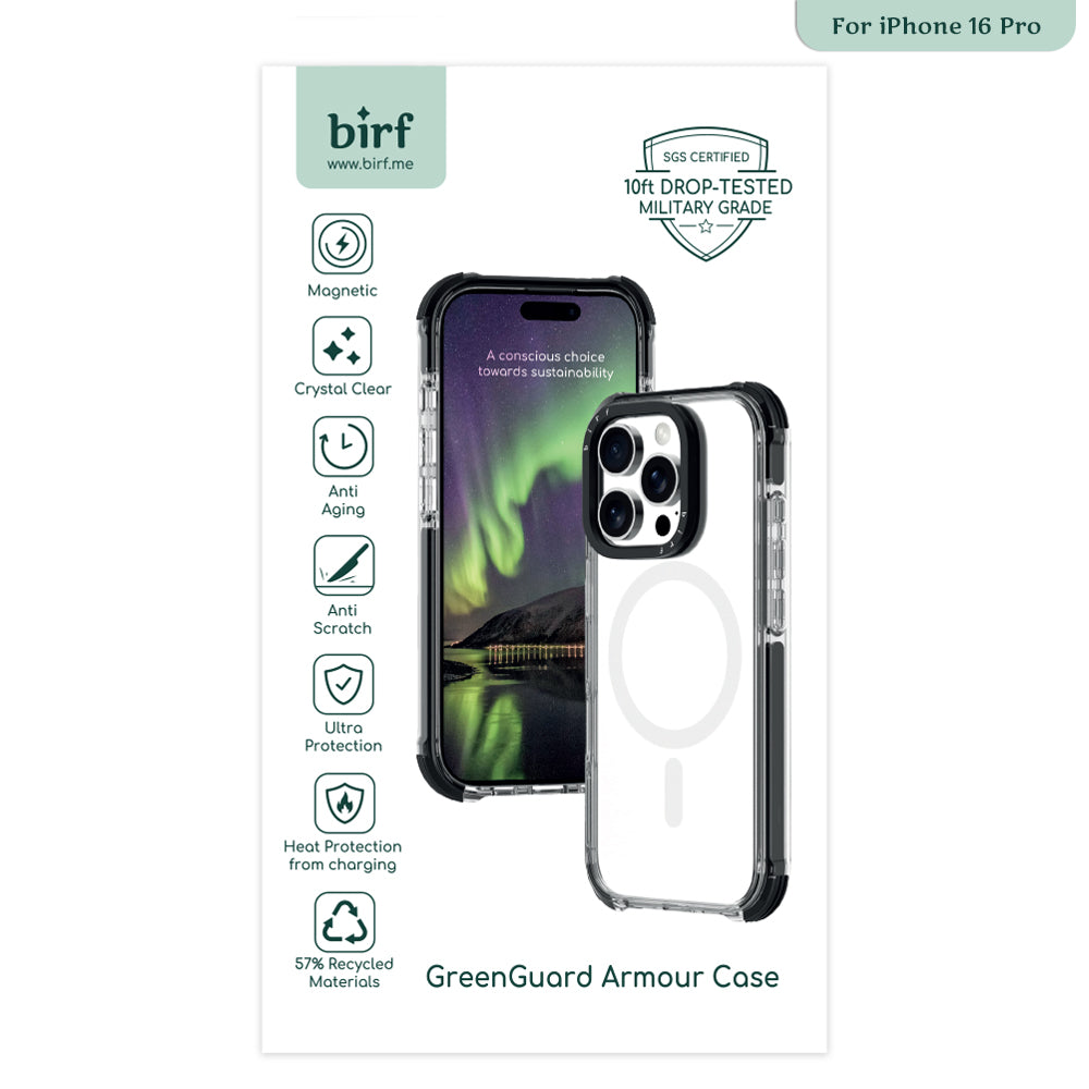 Birf iPhone 16 Pro MS GreenGuard Armour Black Case