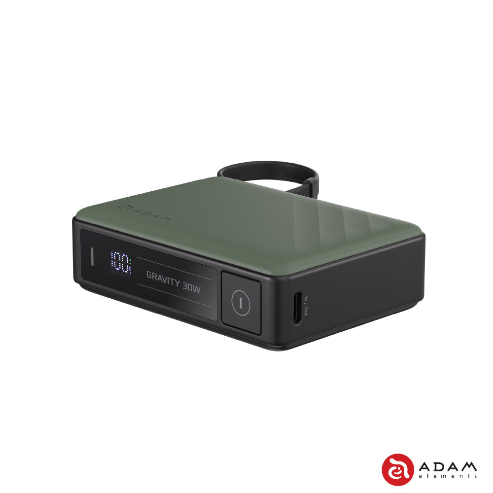 Adam Element GRAVITY 30W Fast Charging Power Bank with Built-In Cable (Green)