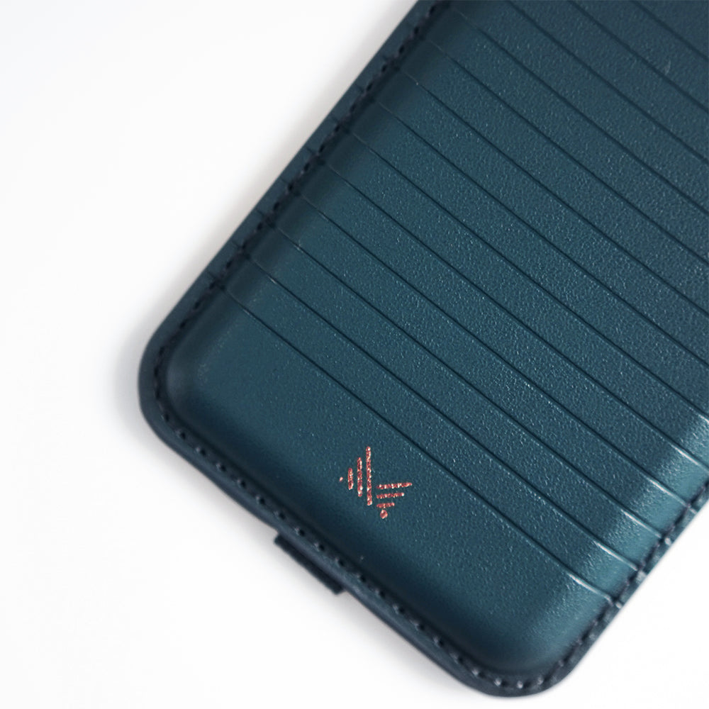 Monocozzi LUCID Refined | Premium Vegan Leather Magnetic Wallet for iPhone - Midnight Blue