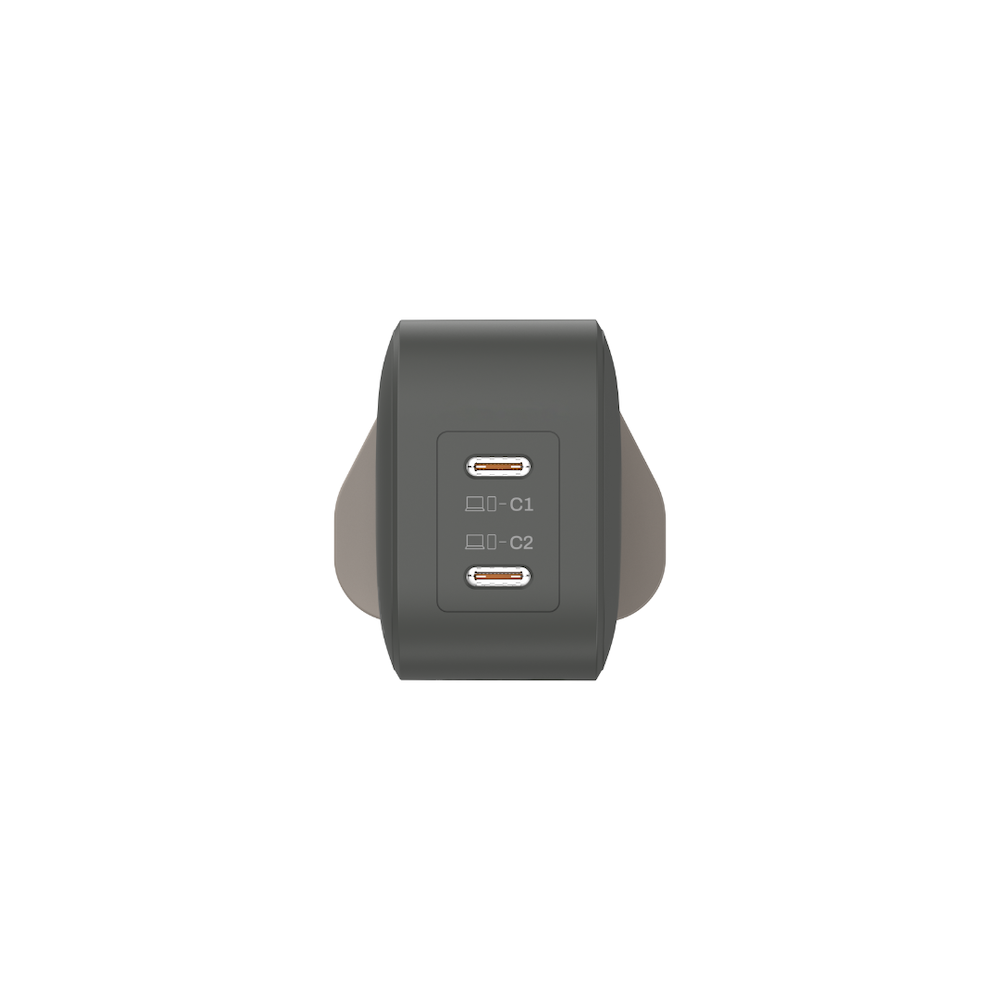 Monocozzi ESSENTIALS | 45W 2-Ports USB-C GaN Charger (UK) - Charcoal