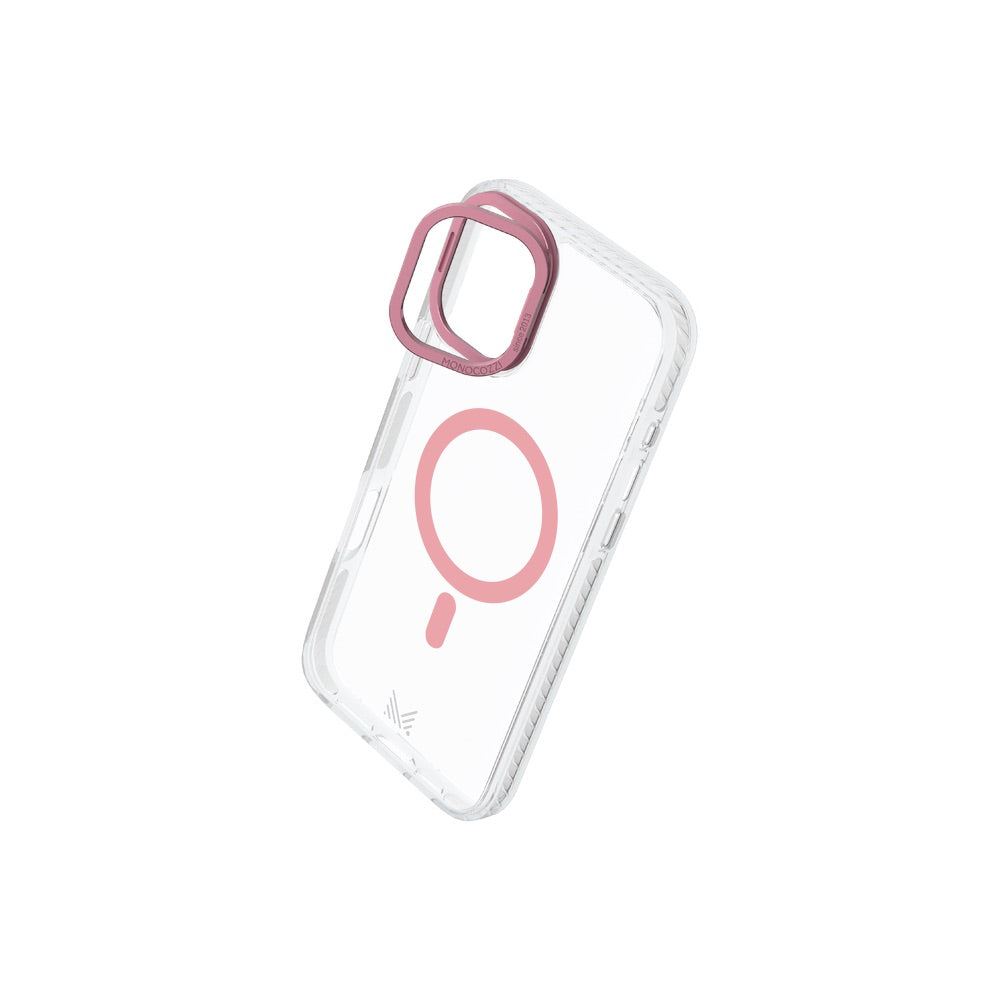 Monocozzi LUCID | Magsafe 10ft Drop Protection Lens Stand Hybrid Case for iPhone 16 - Coral