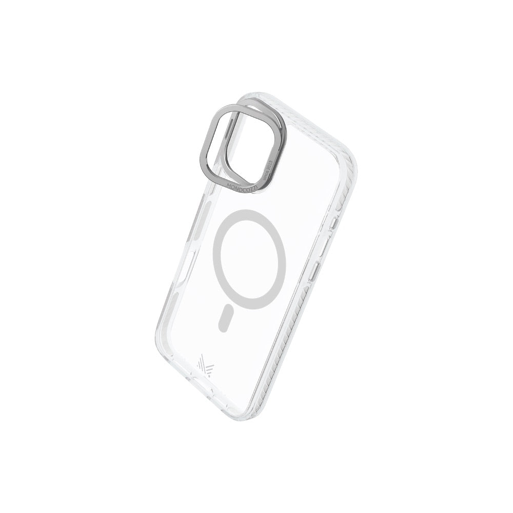 Monocozzi LUCID | Magsafe 10ft Drop Protection Lens Stand Hybrid Case for iPhone 16 - Silver