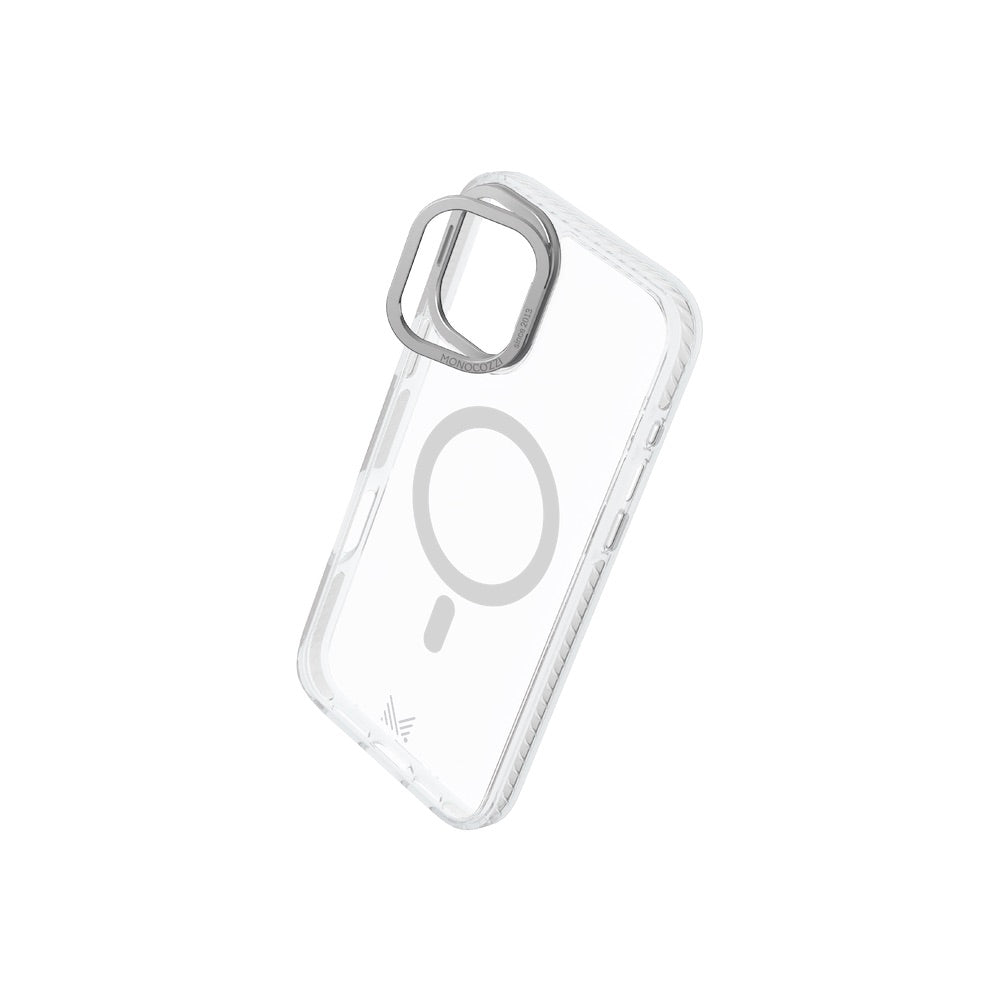 Monocozzi LUCID | Magsafe 10ft Drop Protection Lens Stand Hybrid Case for iPhone 16 Pro - Silver