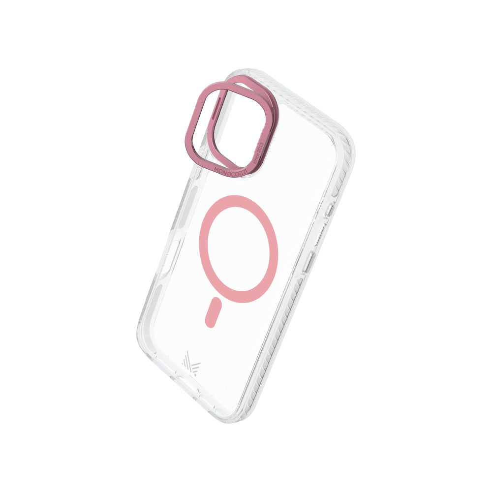 Monocozzi LUCID | Magsafe 10ft Drop Protection Lens Stand Hybrid Case for iPhone 16 Plus - Coral