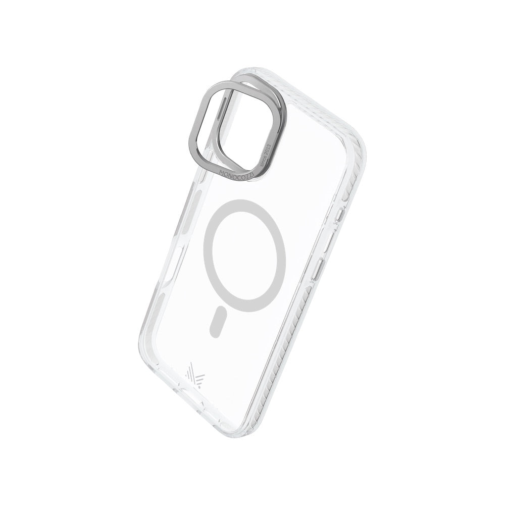 Monocozzi LUCID | Magsafe 10ft Drop Protection Lens Stand Hybrid Case for iPhone 16 Pro Max - Silver