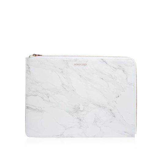 Monocozzi POSH Ultra Slim Faux Leather Sleeve - MacBook Pro 13"/14" - Marble White