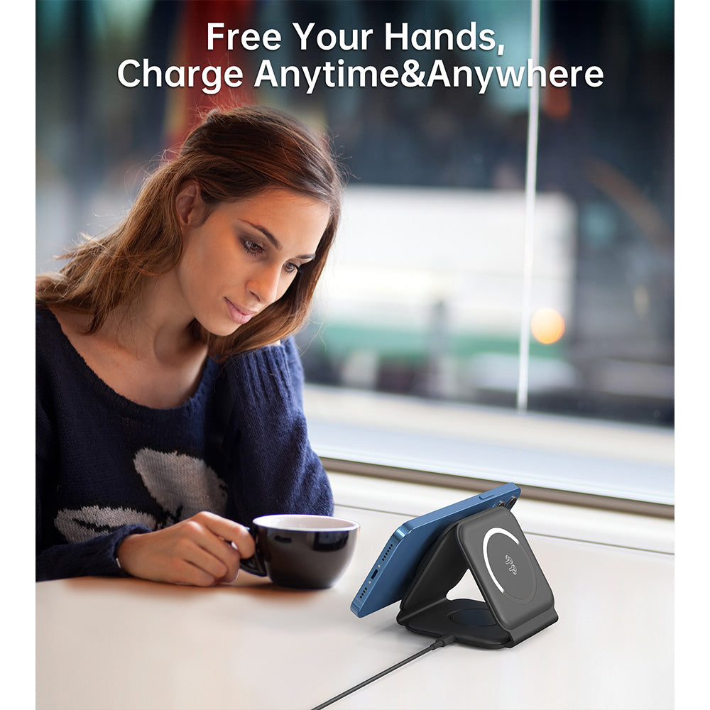 Choetech 3 in 1 Foldable and Portable Magnetic Wireless Charger - Black