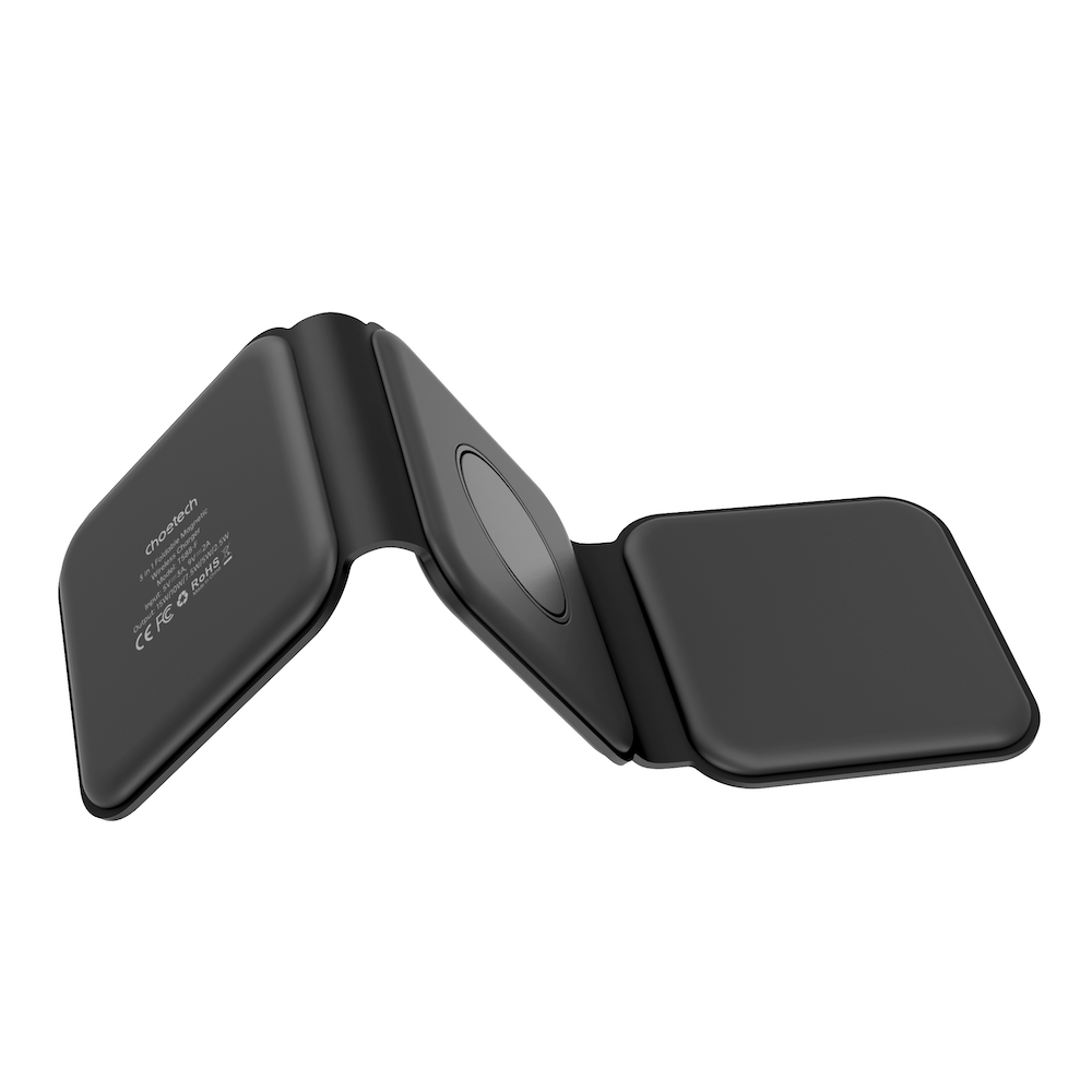 Choetech 3 in 1 Foldable and Portable Magnetic Wireless Charger - Black