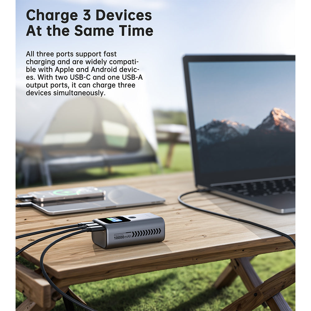 Choetech 10,000mAh PD30W 3Ports & TFT Display Aluminium-alloy Premium Power Bank