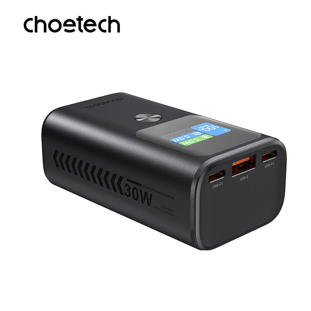 Choetech 10,000mAh PD30W 3Ports & TFT Display Aluminium-alloy Premium Power Bank