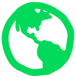 Green icon of Earth, representing carbon neutrality