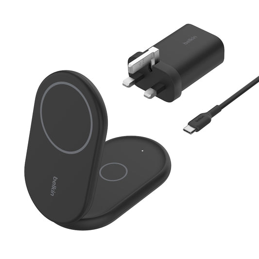 Belkin Qi2 2-in-1 Magnetic Wireless Charging Stand (Black)